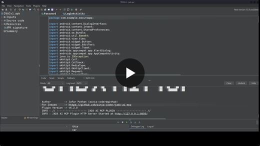 #reverseengineering #androidsecurity #mcp #ai #jadx #opensource #cybersecurity #malwareanalysis | Jafar Pathan