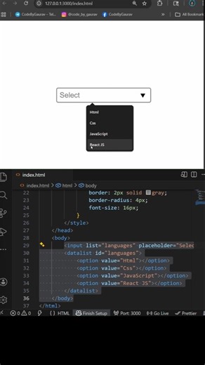 #016 HTML Auto Suggest Input 🔥 No JavaScript Trick 😳