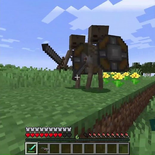 Skeleton banging shield in Minecraft