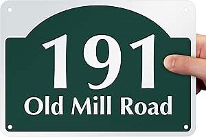 SmartSign 7 x 10 inch Custom House Number Address Sign - Add Street Name (Dome Design), 40 mil Reflective Rustproof Aluminum With UV-Proof Overcoat, Choose Color, Made in USA