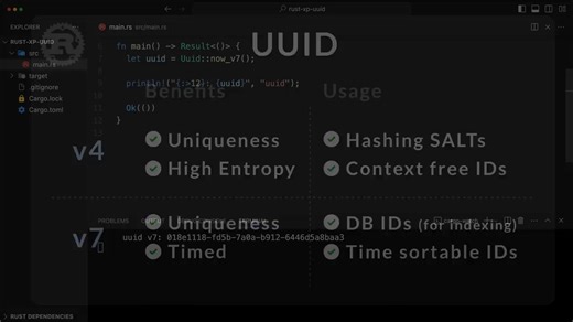 UUID v7 vs. v4 Rust Programming Examples