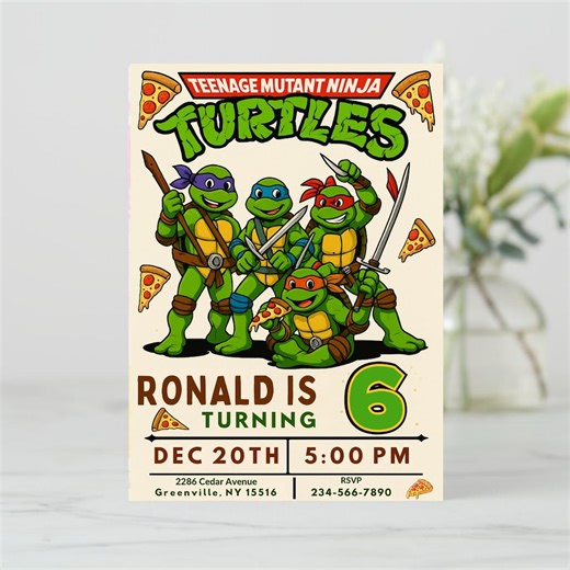 Teenage Mutant Ninja Turtle Birthday Invitation: Pizza Party (digital Download) - Etsy