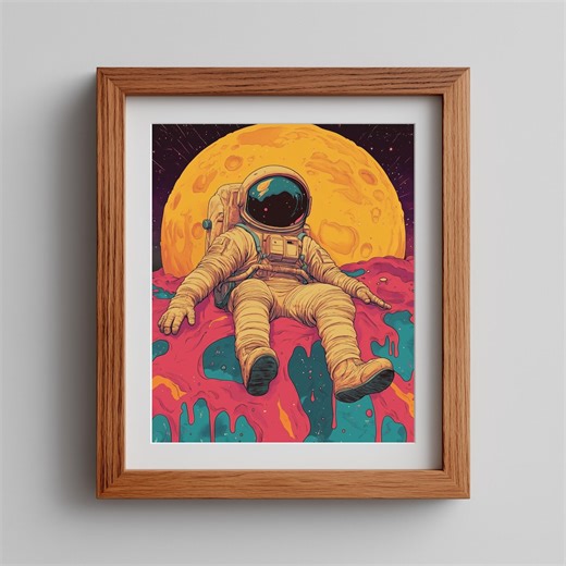 Retro Astronaut Pop Art Print - Surreal Space Illustration (digital Download) - Etsy