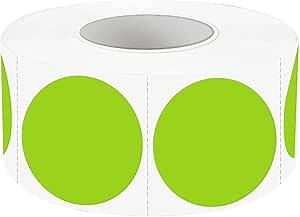 1 Inch Removable Colored Dot Stickers, Waterproof Circle Color Stickers, Writable Garage Sale Price Tags Sticker, Suitable for Laser and Inkjet Printable (500Pcs, Green)