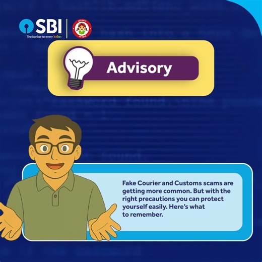 🚨 Beware of Courier Scams! Fraudsters are impersonating courier companies and sending fake messages to create a false sense of urgency about receiving undelivered parcels. ⚠️ Don’t panic. Don’t pay. Stay calm ✅ Always verify with the official website of the concerned Courier company. ✅ Never share sensitive information—such as Aadhaar, PAN, OTPs or bank account information—over phone, SMS or email. Always Respond to calls prefixed with 1600 — It’s genuine, it’s secure, it’s your Bank. 📞 To rep