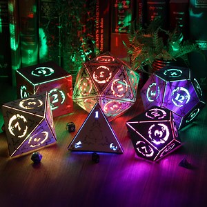 Dragon Dnd Dice Lamp: D20 D12 D10 D8 D6 D4, Gaming Room Decor, Cordless RGB Wooden Lamp, Personalized Dungeons & Dragons Player Gift - Etsy UK