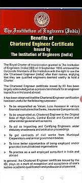 Benefits of Chartered Engineer Certificate, Role, responsibilities, Institution of Engineers (IEI).