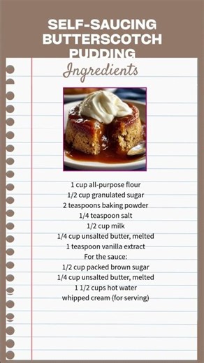 Self-Saucing Butterscotch Pudding
