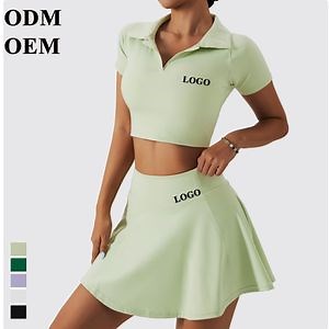 [Hot Item] Women Tennis Skirts Sport Bra Sets High Waisted Golf Skorts Skirt One Shoulder Sports Bra Running Workout Activewear