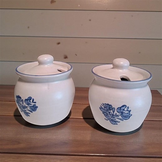 Pfaltzgraff Yorktowne Stoneware Condiment Bowl Lidded Pair Set of Two Blue White - Etsy