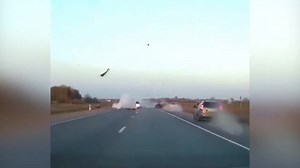 Biker explodes into pieces