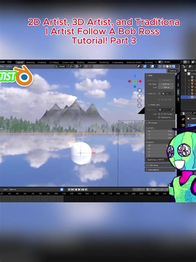 2D Artist, 3D Artist, and Traditional Artist Follow A Bob Ross Tutorial! Part 3 #fyp #viral #usaus