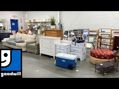 GOODWILL SHOP WITH ME FURNITURE ARMCHAIRS TABLES SOFAS DECOR KITCHENWARE SHOPPING STORE WALK THROUGH