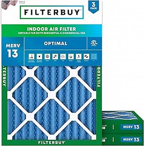 Filterbuy 10x17x2 Air Filter MERV 13 Optimal Smoke & Allergy Defense (3-Pack), Electrostatic Pleated Outer Filters for WEN 3410 (90243-027-2) Air Filtration System (Actual Size: 9.69 x 16.56 x 1.75)