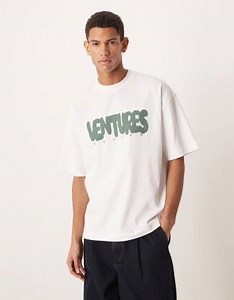ASOS DESIGN Circular Design Collection super heavyweight oversized t-shirt with Ventures bubble graphic in white | ASOS