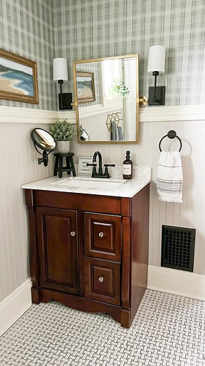 Beadboard is a go to wall treatment. Not only is it easy to install, it’s perfect for covering uneven walls, it’s affordable, and looks high end. Here is the breakdown: ✨Each sheet is 7x4 and only $27. If you go into the store with your measurements, the store can cut them down to size for you. ✨Install: Cut to size, use liquid nails on back, nail into wall, fill wholes, & paint. I like to add simple trim work at the top. ✨Paint color is Worldly Gray by Sherwin Williams ✨ Like the finishing touc