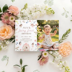 Fairy First Birthday Invitation Editable in Canva, Fairy 1st Birthday Photo Invitation, Girl Boho First Birthday Invite With Photo Printable - Etsy Canada