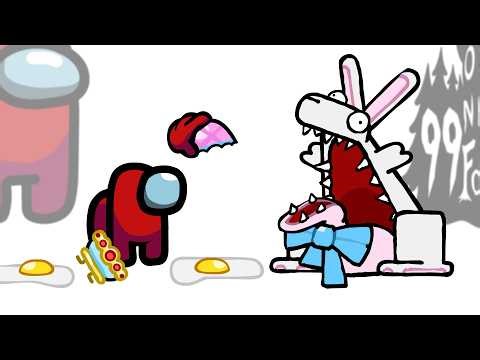Mini Crewmate Kills 99 Nights in the Forest Evil Rabbit & The Cat | Among Us
