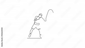 Animated self drawing of Boxing training video illustration. Boxing player illustration in simple continuous linear style concept. Fighting sport design video for education presentation purpose.