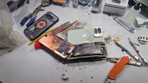 Google Pixel 10 Pro Fold Catastrophically Fails Bend Test, Ends Up a Charred Mess