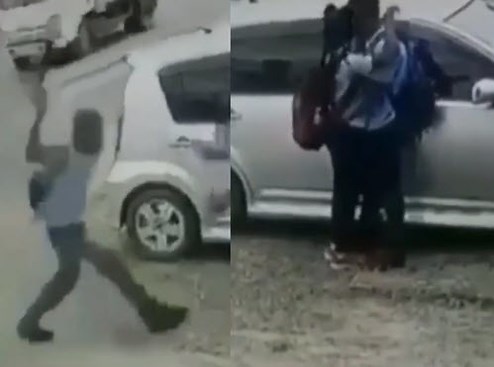 Caught On Surveillance: Daughter Gets A Belt Whoopin' After Dad Caught Her With A Boy After School.. BF Booked It !
