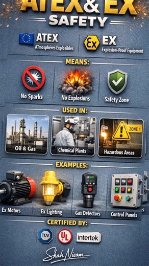 NIZZAM HANDASA SERVICES | ATEX & EX – What Do They Really Mean? Full Meaning: * ATEX = ATmosphères EXplosibles (European directive) * EX = Explosion-Proof /... | Instagram