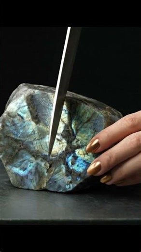 Hypnotic Labradorite Glass Cutting ASMR ✨ #asmr #asmrsounds