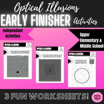 Optical Illusions | Fun Early Finisher Activities| Fun Brain Break Worksheets