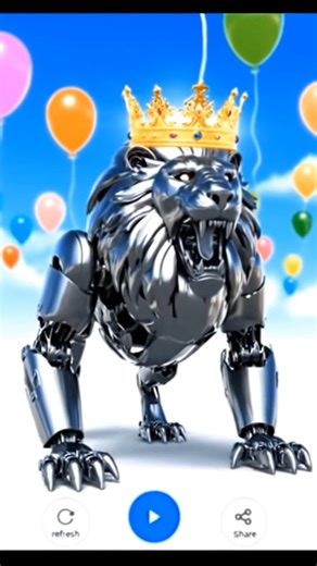 Transform Simple Stopwatch screenshot in to a Steel robot #Lion #story #youtubeai #aiyoutube #roar