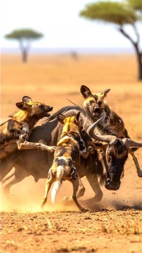 Wild Dogs Hunting Wildebeest | #facts #shotrs #wildlife
