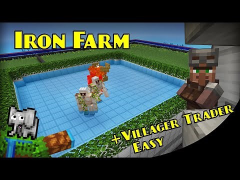 EASY Iron Farm & Villager Trader BEST Rates | Minecraft Bedrock Farm Tutorial | MCPE XBOX PS SWITCH