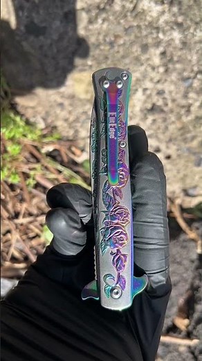 Handcraft Spring Assisted Open Folding Luxury Rose Design Pocket Knife