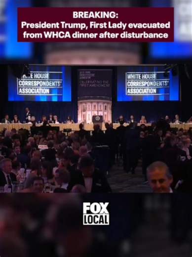 President Donald Trump, First Lady Melania Trump, and Vice President JD Vance were among those evacuated from the White House Correspondents’ Association Dinner after an unknown disturbance. #trump #breaking #breakingnews #washington