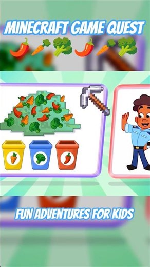 Kids Sort Minecraft Vegetables at Magic Door Quest 🥦🥕