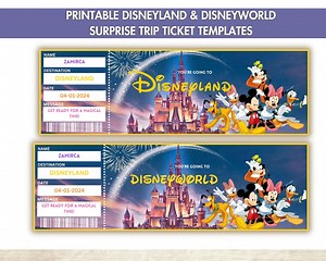 Printable Disneyland/disneyworld Surprise Ticket Template - Gift Reveal (instant Download) - Etsy