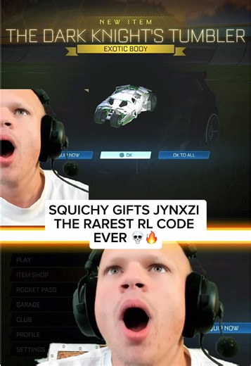 SQUICHY GIFTS JYNXZI THE RAREST RL CODE EVER 💀🔥@Jynxzi #jynxzi #jynxziclips #fyp #rocketleague #usatiktok🇺🇸