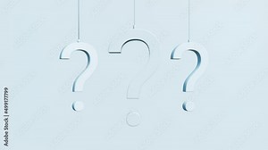 White Question mark minimalist animation on white background