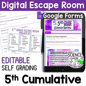 5th Science Review Escape Room (Google Forms) End of Year, Test Prep