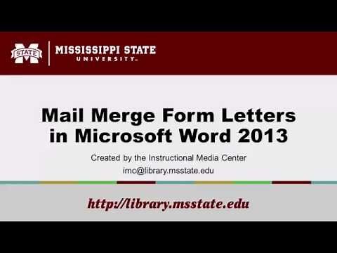 Mail Merge Form Letters in Microsoft Word 2013