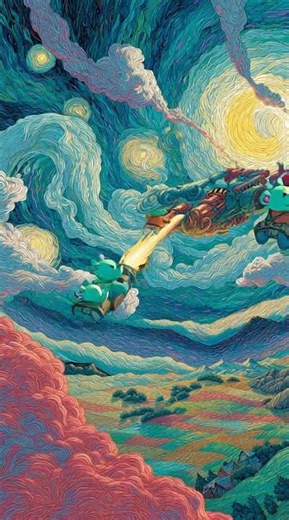 Azure Storm | The Turbulent Sky of Van Gogh in Motion