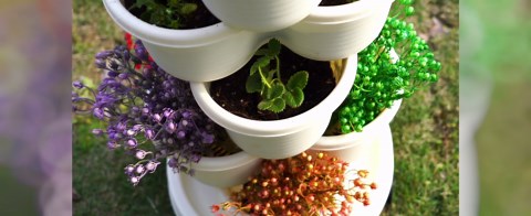 Hourleey Strawberry Planter, Stackable Gaden Tower for Flowers, Vegetables, Grow Your Own Herb Garden Vertical Oasis of Vegetables and Succulents (2 Pack 5 Tier)