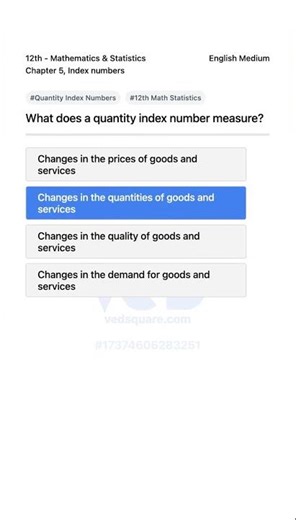 Understanding Quantity Index Numbers in 12th Math Statistics