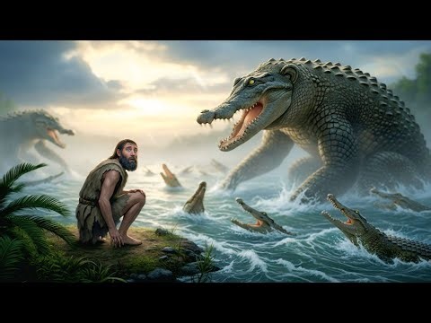 Life 4.5 Million Years Ago | Crocodile Attacks a Lone Human in the Jungle