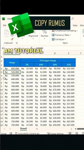 Cara copy rumus di Excel #excel #exceltips #exceltricks #office #belajarkomputer