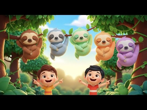Five Little Sloths Hang Hang Hang 🦥 | Nursery Rhymes for Kids & Baby Songs