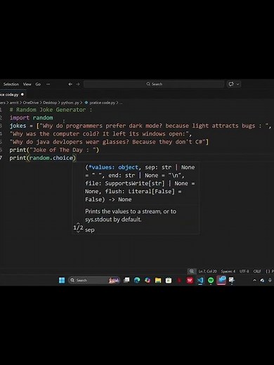 Random Jokes generator #shorts #python