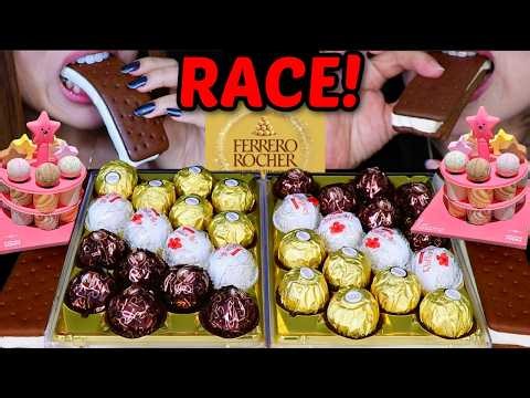 ASMR FERRERO ROCHER RACE! Korea travel VLOG (Viral ice cream cake, street food, 7 eleven and more)