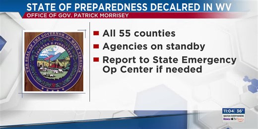 W.Va. Gov. declares State of Preparedness for all 55 counties ahead of winter storm