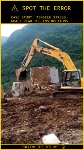 Human.Error.Study on Instagram: "ANALYSIS: When the Rock Fights Back (and Wins) ⚠️ Video Credit: Viral / DM for Credit Case File: 201-STRUCTURAL-FAILURE Equipment: Komatsu Excavator (Model likely PC200 or similar class) Subject Status: Equipment Totaled / Operator Shaken The Tactical Failure: The Payload Estimation Error: The object being lifted appears to be a solid block of marble or high-density limestone, roughly 2m x 2m x 1.5m. Based on the density of stone (approx. 2.7 tons/m³), this block