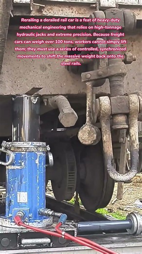 Back on Track! 🏗️ Watching High-Tonnage Hydraulic Jacks Resurrect a Derailed Rail Car ✨ #train #how